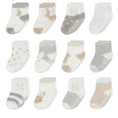 Mother's Choice Organic Cotton Baby Socks 6-12 Months - 12 pairs Soft and Cozy Infant Grip Socks, Gentle Newborn Socks, Perfect Baby Sock for Everyday Comfort for Infant