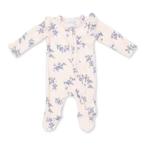 Sweet Hanna Floral Velour - 2 Way Ruffle Sleeve Zipper Footie – Angel Dear
