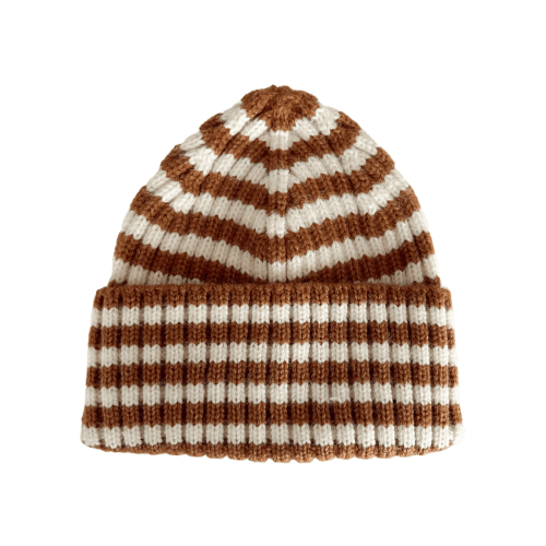Rib Knit Hat, Toffee Stripe