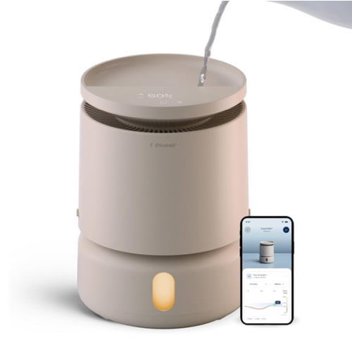 BLUEAIR Room Humidifier - DreamWell - 48Hr Top-Fill Mist-Free InvisibleMist Technology Aroma Stone for Essential Oils and Soothing Mood Lighting - Quiet Operation for Bedroom and Home Use, Beige
