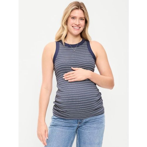 Maternity High-Neck Tank Top - Navy Stripe/Black Jack XXL