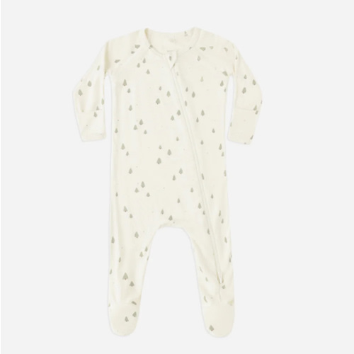 Bamboo Zip Footie || Trees – Quincy Mae