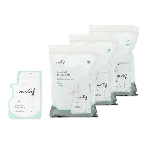 Motif Medical Breastmilk Storage Bags - Breastmilk Freezer Bags w/Easy Pour Spout, Write-On Label - Leak-Proof Double Zipper Milk Bags for Breastmilk - Breastfeeding Mom Gifts (6 oz, 100 Count)