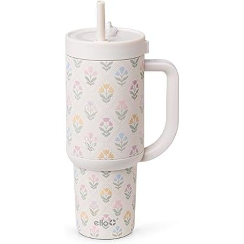 Ello Oasis 30oz Stainless Steel Water Bottle - Flower Quilt