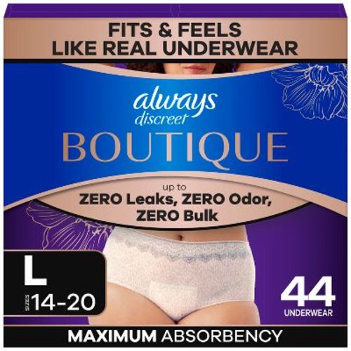 Always Discreet Boutique Underwear Women's Incontinence - Maximum Protection - Large - 44ct