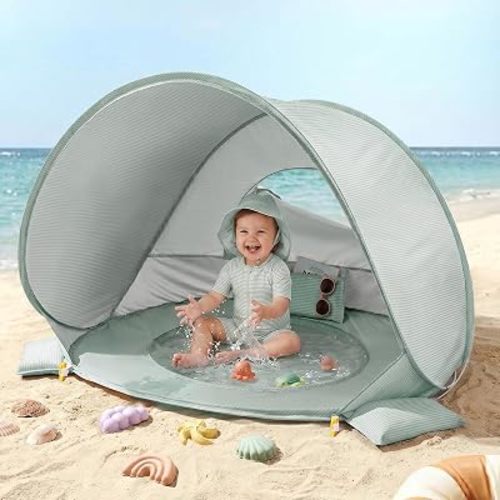 Tiny Land Baby Beach Tent with Pool & UV Protection Pastel Aqua