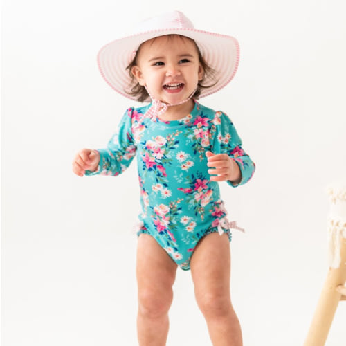 Floral Long Sleeve One Piece Rash Guard