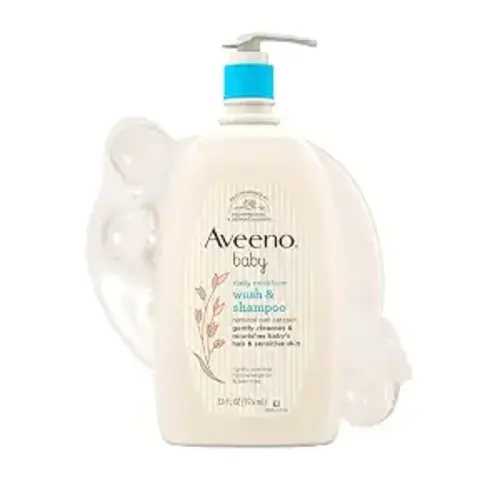 Aveeno Baby Daily Moisture Gentle Baby Body Wash and Shampoo with Oat Extract, 2-in-1 Baby Wash & Hair Shampoo, Tear-Free, pH Balanced for Sensitive Skin & Hair, Lightly Scented, Value Size 33 Fl Oz