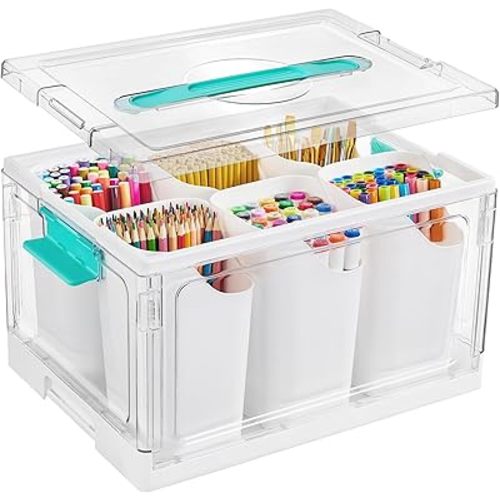 Vtopmart 24 QT Clear Plastic Craft Organizer with Detachable Inserts,1 Pack