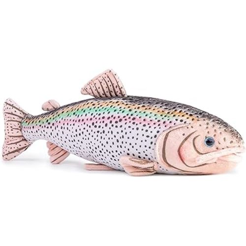 Simulation Rainbow Trout Plush Toy - 17”Realistic Colorful Rainbow Trout Fish Plush Stuffed Toys Figure, Super Soft Depth Ocean Animals Plush Dolls for Kids Stuffed Model Toys, Gifts for Kids
