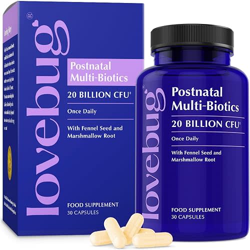 LOVEBUG Postnatal | Clinically Studied Ingredients for Breast Milk Production & Acid Reflux | Mental & Emotional Support | Glucose Support | Multi Strain 20 Billion CFU | 30 Capsules