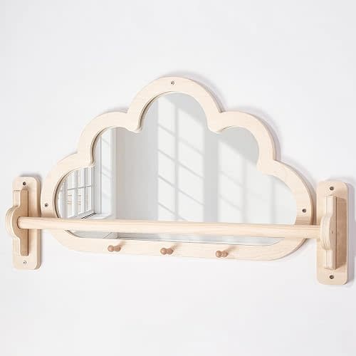 Montessori Baby Mirror with Pull Up Bar, Shatterproof Toddler Pull to Stand