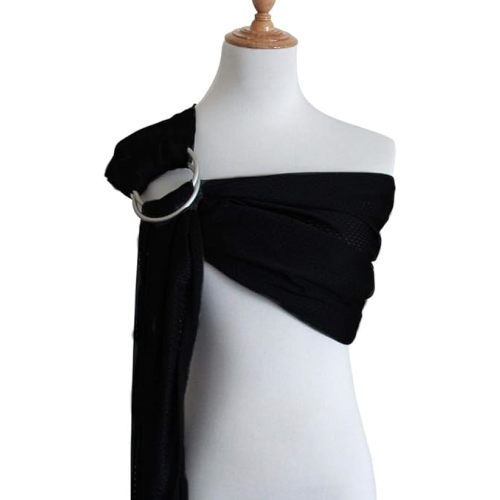 Adjustable Baby Water Ring Sling Baby Carrier Infant Wrap with Aluminum Ring Best Baby Gift One Size Fit All Pure Black