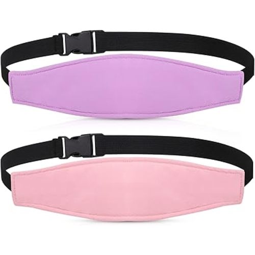 HESTYA 2 Pieces Baby Carseat Head Support Band Strap Headrest Stroller Seat Sleeping Headrest Neck Relief Head Strap Headband for Kids Children Toddler Infant(Sweet)
