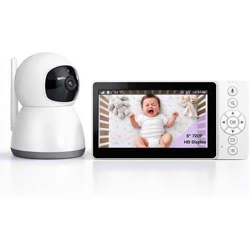 5" 720P HD Video Baby Monitor with Camera and Audio, No WiFi, No App