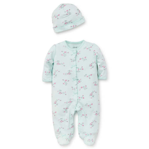 Floral Spray Footed One-Piece And Hat