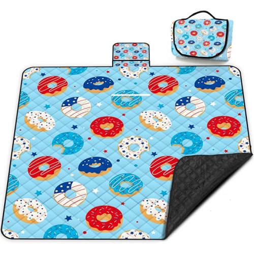 Extra Large Picnic Blanket Waterproof,80"x 80"Foldable Machine Washable Beach Blankets,Outdoor Blanket for 6-8 Adults,Picnic Mat Suitable for Indoor Crawling,Park Beach,Camping,Hiking,Travel (Blue）