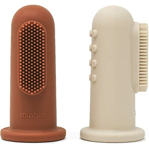 mushie Baby Finger Toothbrush (Clay/Shifting Sand) 2-Pack