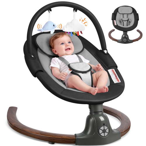 Babyeap Baby Swing for Infants,Electric Swing for Baby with Remote Control, 5 Speeds,Built-In Sounds,Black