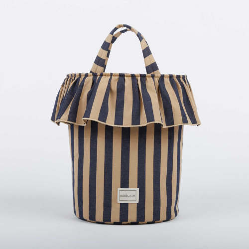 Basket Rayas - Navy + Caramel · Minicoton