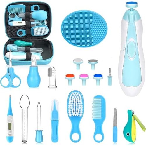 Baby Healthcare and Grooming Kit, Portable Baby Safety Care Set, Baby Essentials kit for Newborn (Grey White 20 in 1)