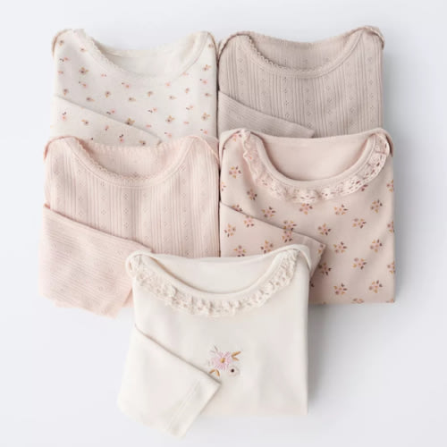 FIVE-PACK OF FLORAL PRINT BODYSUITS - Dusty pink | ZARA United States
