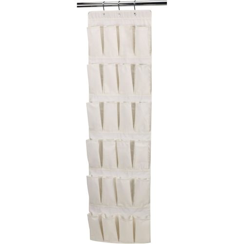 Household Essentials Over The Door 24 Packet Shoe Storage Organizer, Natural Canvas