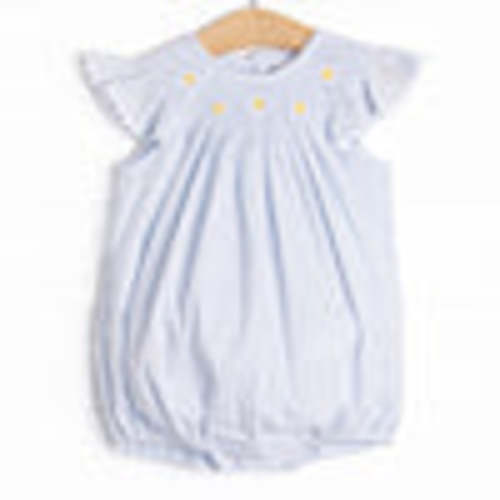 Daisies Go By Smocked Bubble, Blue – Stitchy Fish