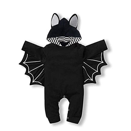 Baby Boy Halloween Costumes Infant Bat Long Sleeve Hoodie Romper Overall Baby boy Halloween Outfits 3-6 Months