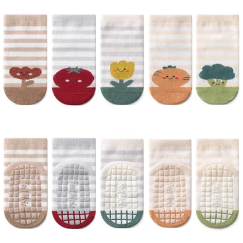 5 Pairs Baby Little Kids Anti-slip Socks Cotton non skid Ankle Socks Animals