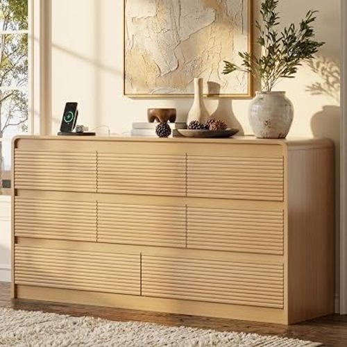 Gyfimoie 8 Drawer Dresser for Bedroom, 55"Chest of Drawer with Power Outlet