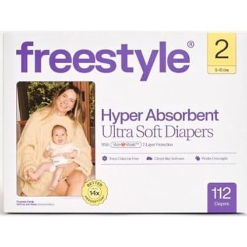 Free~Style Hyper Absorbent Ultra Soft TCF Luxury Diapers, Size 2, 56 Count, 8-20 lbs