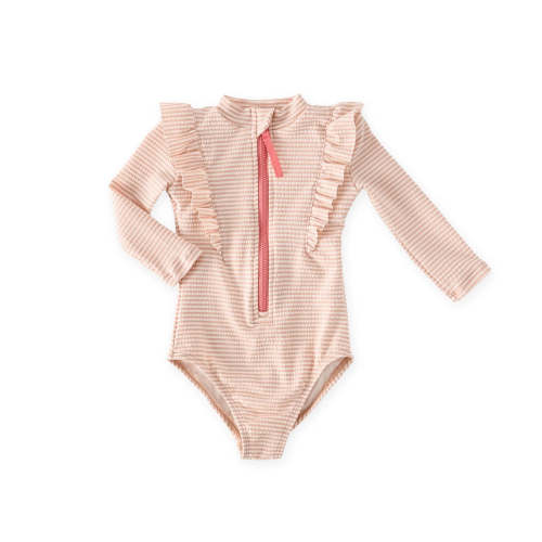 Pehr Swim Long Sleeve Ruffle One-Piece - Seersucker Peony