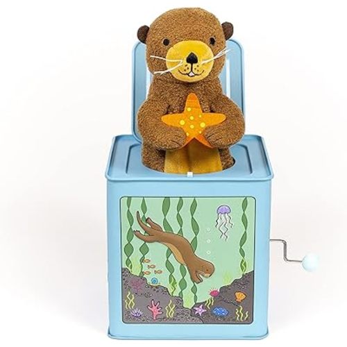 Jack Rabbit Creations My Little Sea Otter Jack in The Box Toy, Plush Otter Pop-Up, Side Crank Music Box, Classic Surprise Toy for Kids Ages 3+
