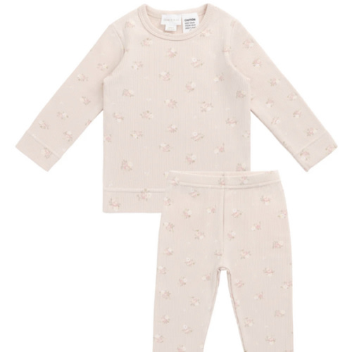 Organic Cotton Fine Rib Kayln Long Sleeve Pyjama Set - Simone Morganite