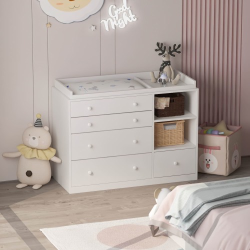FUFU&GAGA 47.2-in W White Freestanding -Mount Changing Table