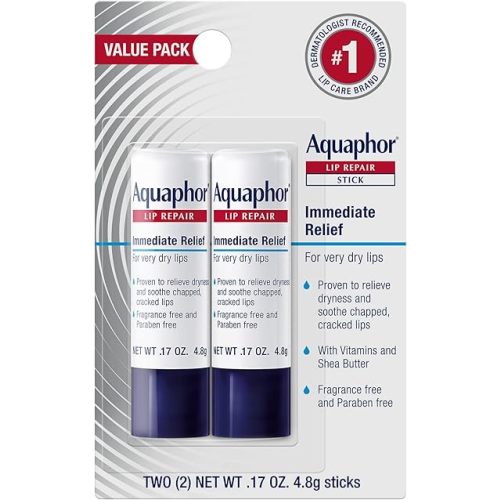 Aquaphor Lip Repair Stick, Lip Protectant, Moisturizing Lip Balm Multipack, 0.17 Oz, 2 Pack