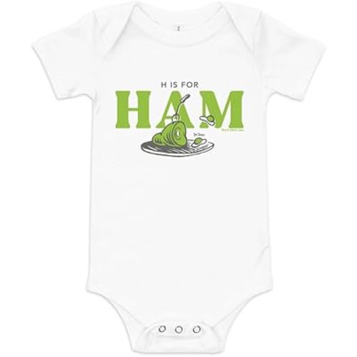 Dr. Seuss Green Eggs And Ham Baby Bodysuit H Is For Ham - Officially Licensed