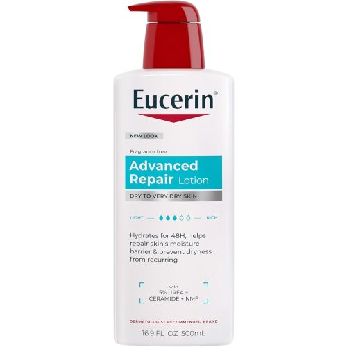 Eucerin Advanced Repair Body Lotion for Very Dry Skin, Unscented Lotion Formulated with Ceramides, 16.9 Fl Oz Bottle