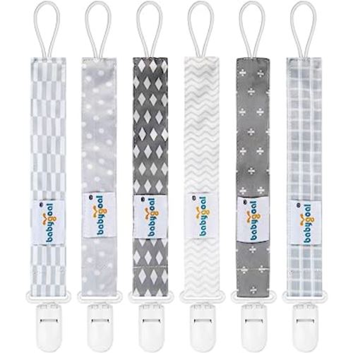 Babygoal Plastic Pacifier Clips for Boys, 6 Pack Pacifier Holder Fits Most Pacifier Styles &Teething Toys and Pacifier Clips for Boys And Girls 6PS09-CA
