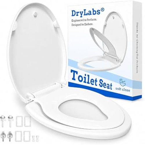 Elongated Toilet Seat with Built-In Toddler Seat 18.5" - Soft Close for Child & Adult, Potty Training Seat, Durable PP Toilet Seat, Easy Installation & Removal, Fits Most Toilet Bowls