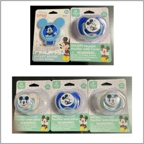 Disney Baby Mickey Mouse Pacifier Lot of 4 Pacifiers + Clip BPA Free NEW Lot