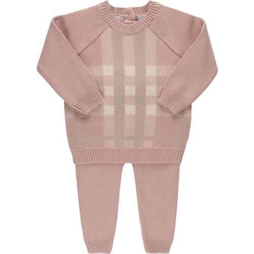 Plaid Cotton Sweater & Pants Set, 3M