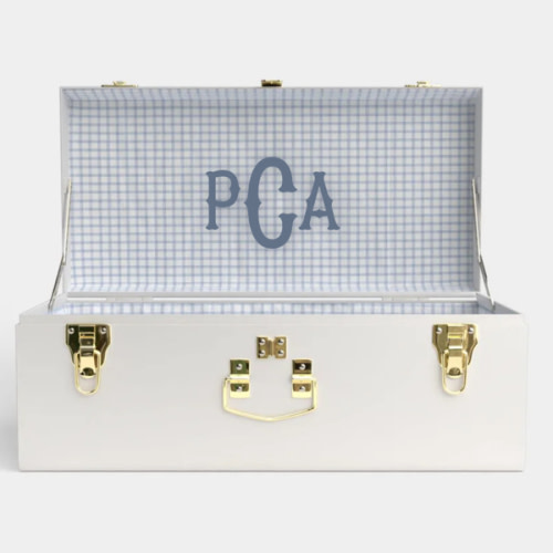 Petite Trunk - White - Picnic in Blue / Embroidery