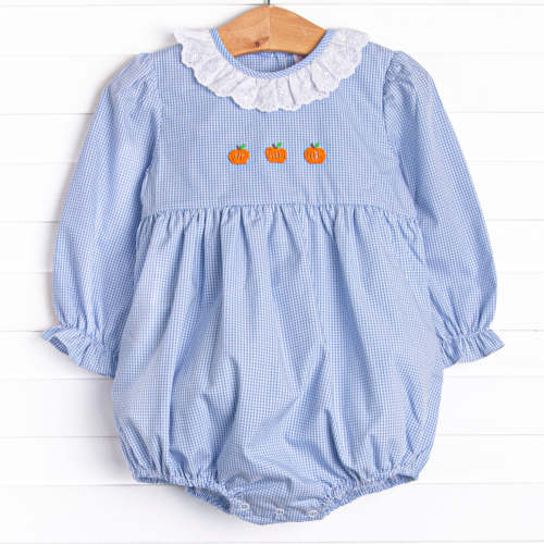 Petite Pumpkins Embroidered Bubble, Blue                          –        Stitchy Fish