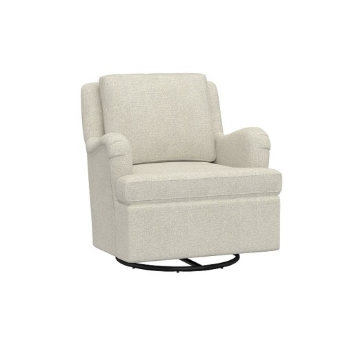 Chris Loves Julia Swivel Glider Performance Heathered Basketweave Alabaster White