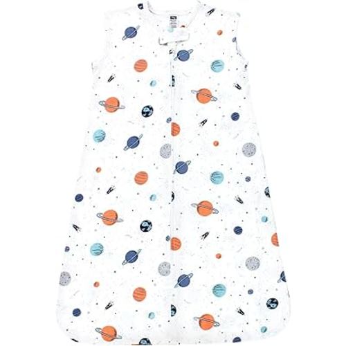 Hudson Baby Unisex Baby Cotton Sleeveless Wearable Sleeping Bag, Sack, Blanket, Space, 12-18 Months