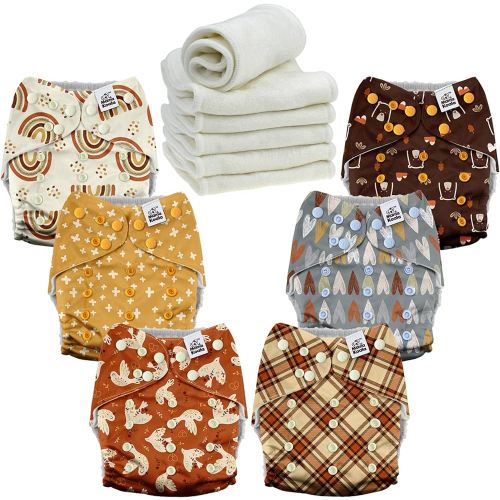 Mama Koala 3.0 Cloth Diapers for Babies, 6 Pack One Size Washable and Reusable Pocket Diapers for Newborns and Toddlers (Peace & Love)