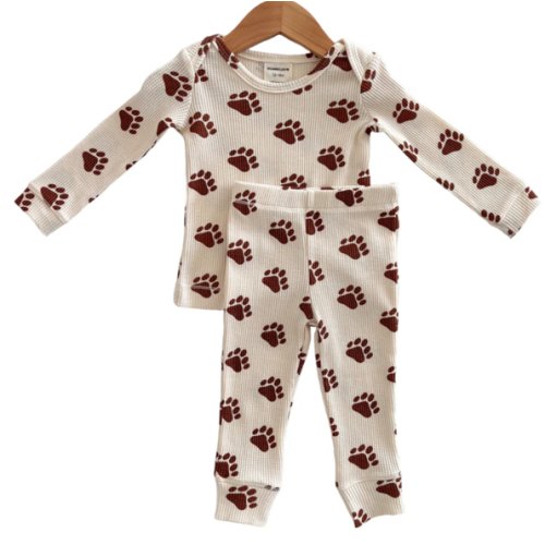 Organic Waffle 2-Piece Set, Bear Paw