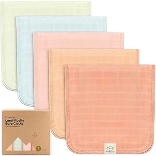 KeaBabies Cotton Muslin Burp Cloths Baby Boy, Girl - 5-Pack Soft & Absorbent Burping Cloth for Babies, Large Baby Towels & Washcloths for Newborn, Spit Up Rags, No Shrink, 20x10" (Flora Dew)